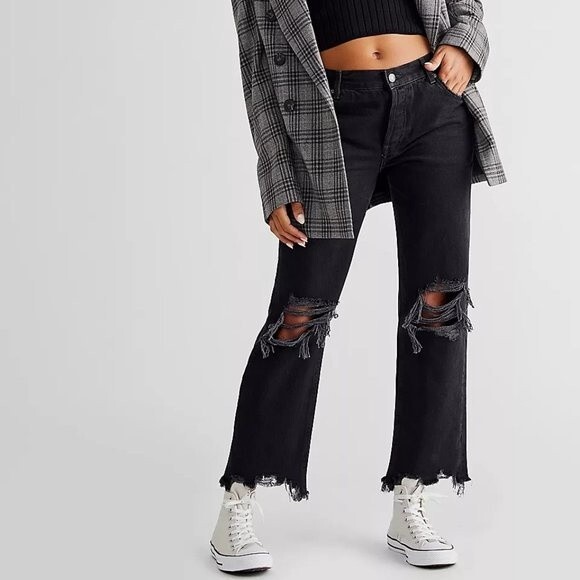 Free People  We The Free Maggie Mid Rise Straight Black 26 (AC) - Picture 1 of 13